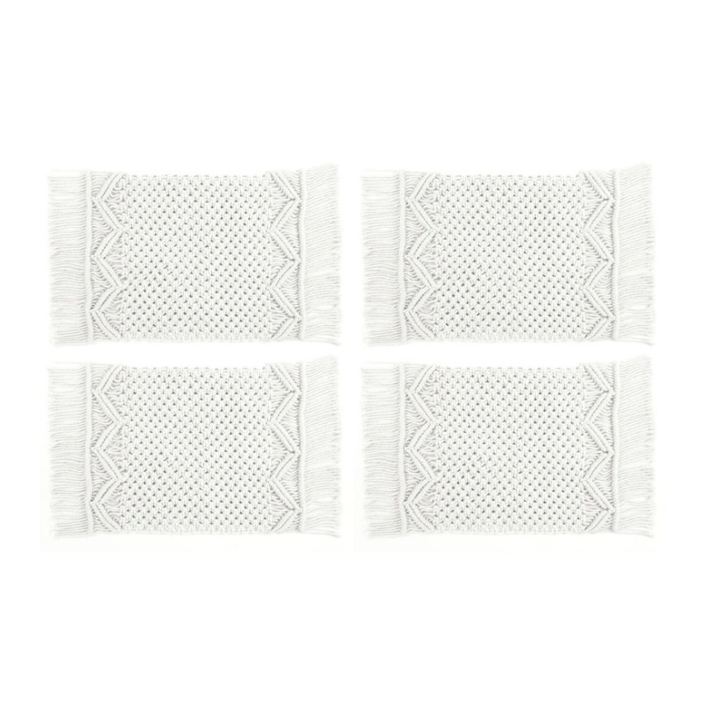 nwt Lush Decor 4 Piece Indoor Ourdoor Placemat Set 12" X 18" White